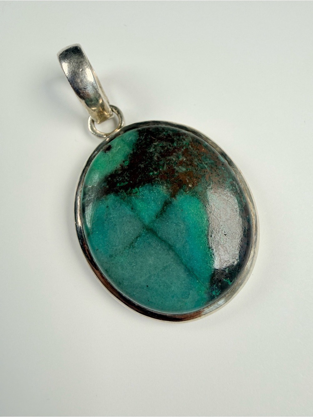 Old Southwest Turquoise Large 1.75" Sterling Silver 925 Round Pendant Necklace - Picture 2 of 6